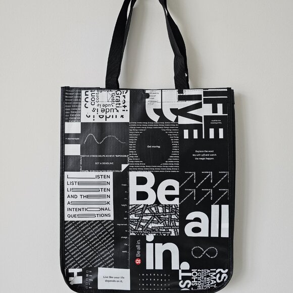 4 x New LULULEMON Black BE ALL IN Reusable Shopping Bags Large - Picture 1 of 6
